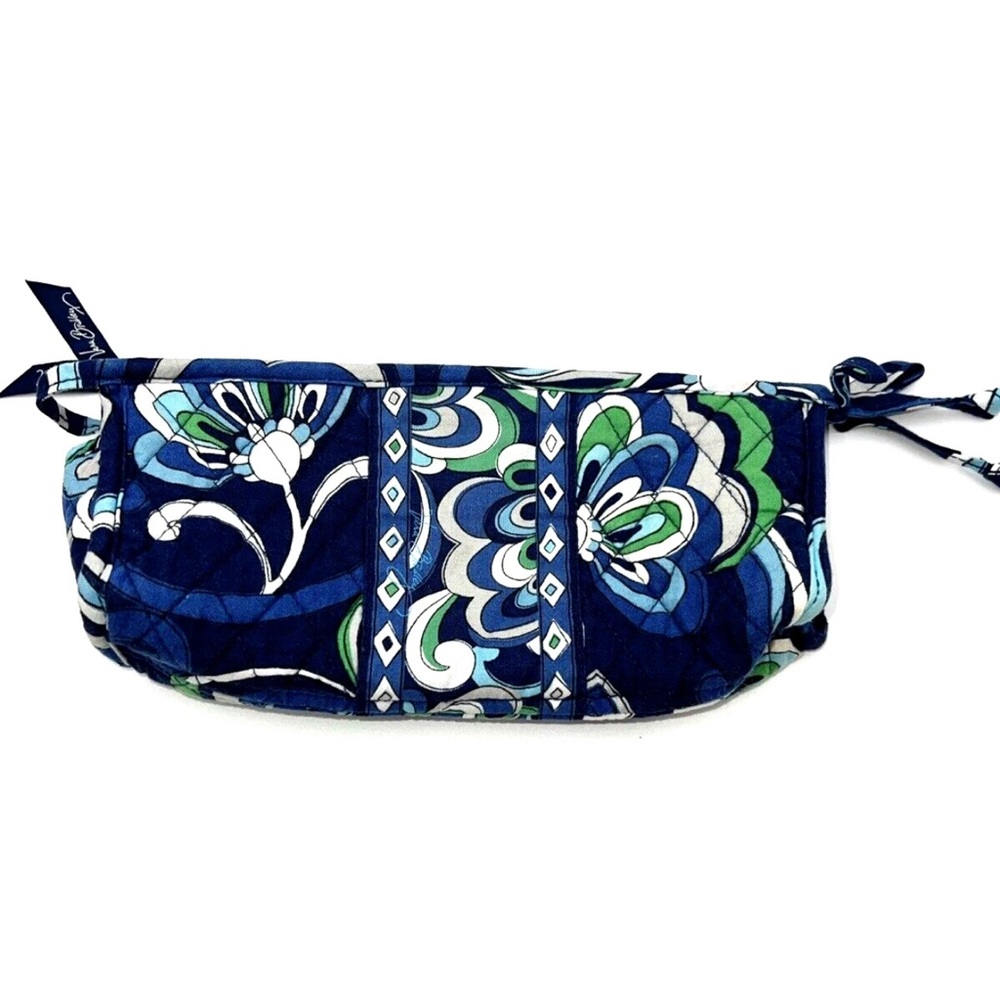 Vintage Bag Cosmetics Makeup Vera Bradley Bow Blue & White Zip Pouch Retired